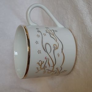 Rudolph Co  Red Nose Reindeer White Ceramic Gold Details Mug